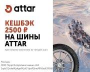 Кешбэк 2500 ₽ на шины Attar