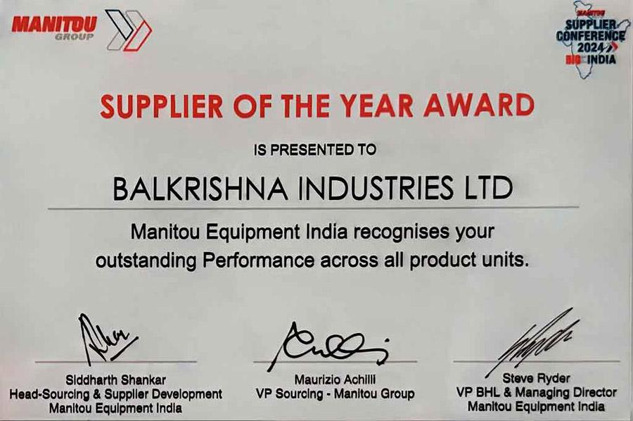 Индийский производитель погрузчиков признал компанию BKT «Поставщиком года»