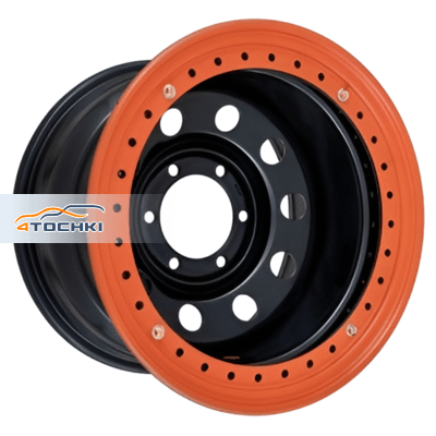 Диски Off-Road Wheels Тойота Ниссан с бедлоком (оранжевый) Черный 8x16/6x139,7 ЕТ-19 D110